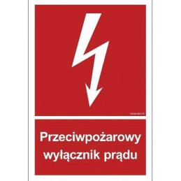 tabliczka przeciwpożarowy wyłącznik prądu duża