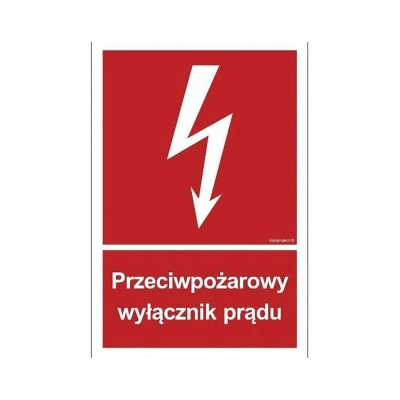 tabliczka przeciwpożarowy wyłącznik prądu mała
