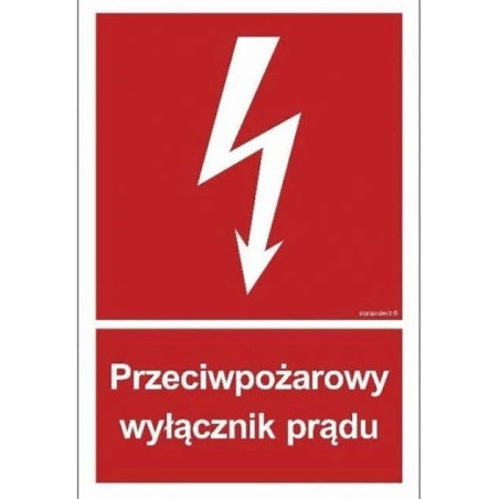tabliczka przeciwpożarowy wyłącznik prądu mała