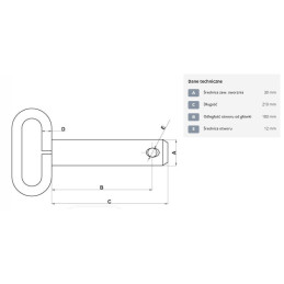 Sworzeń z uchwytem 30x183 mm