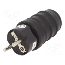 Wtyczka gumowa przenośna 250V 16A, IP44 czarna