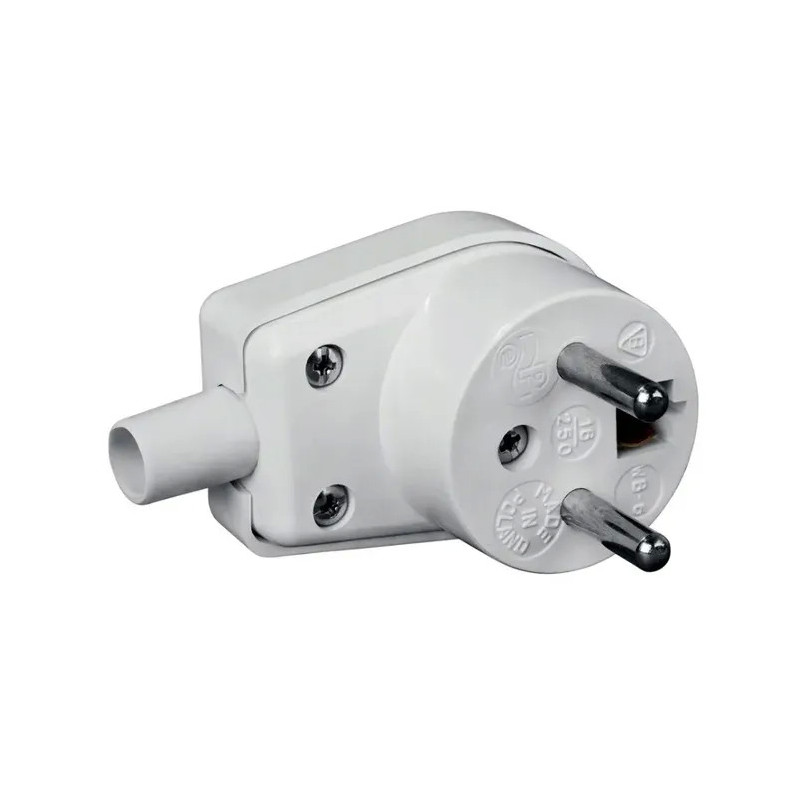 Wtyczka kątowa WB-6 z uziemieniem 16A/250V biała