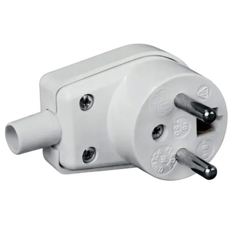 Wtyczka kątowa WB-6 z uziemieniem 16A/250V biała