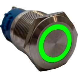 AB PRZYCISK 19x38MM MONO 12V 5A GREEN
