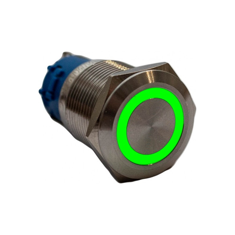 AB PRZYCISK 19x38MM MONO 12V 5A GREEN