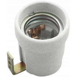 Oprawka E27 porcelanowa szara z uchwytem, gniazdo