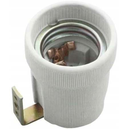 Oprawka E27 porcelanowa szara z uchwytem, gniazdo