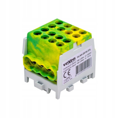 Blok Rozdzielczy 6x16 mm ZÓŁTO- ZIELONY VEXEN