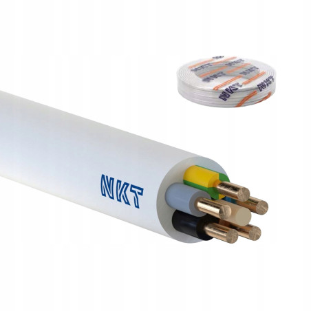 PRZEWÓD YDY 5x6,0mm2 450/750V biały okrągły NKT